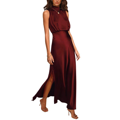 Imogen – Satin-Kleid mit Stehkragen