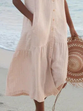 Ruth – Langes Kleid mit lockerem Taillenschnitt in einfarbig