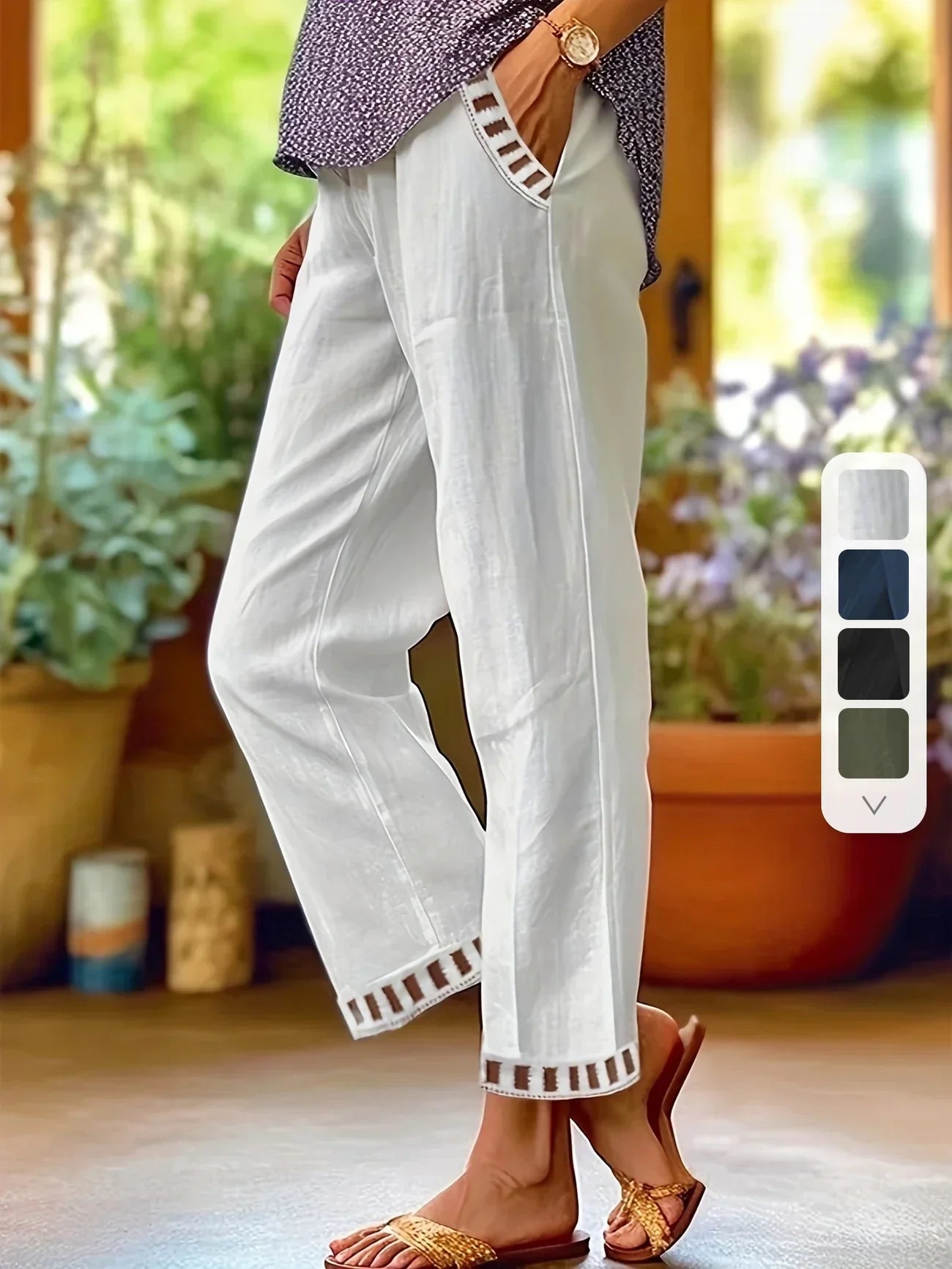 Tracey - Kontrast Besatz Verkürzt Hose