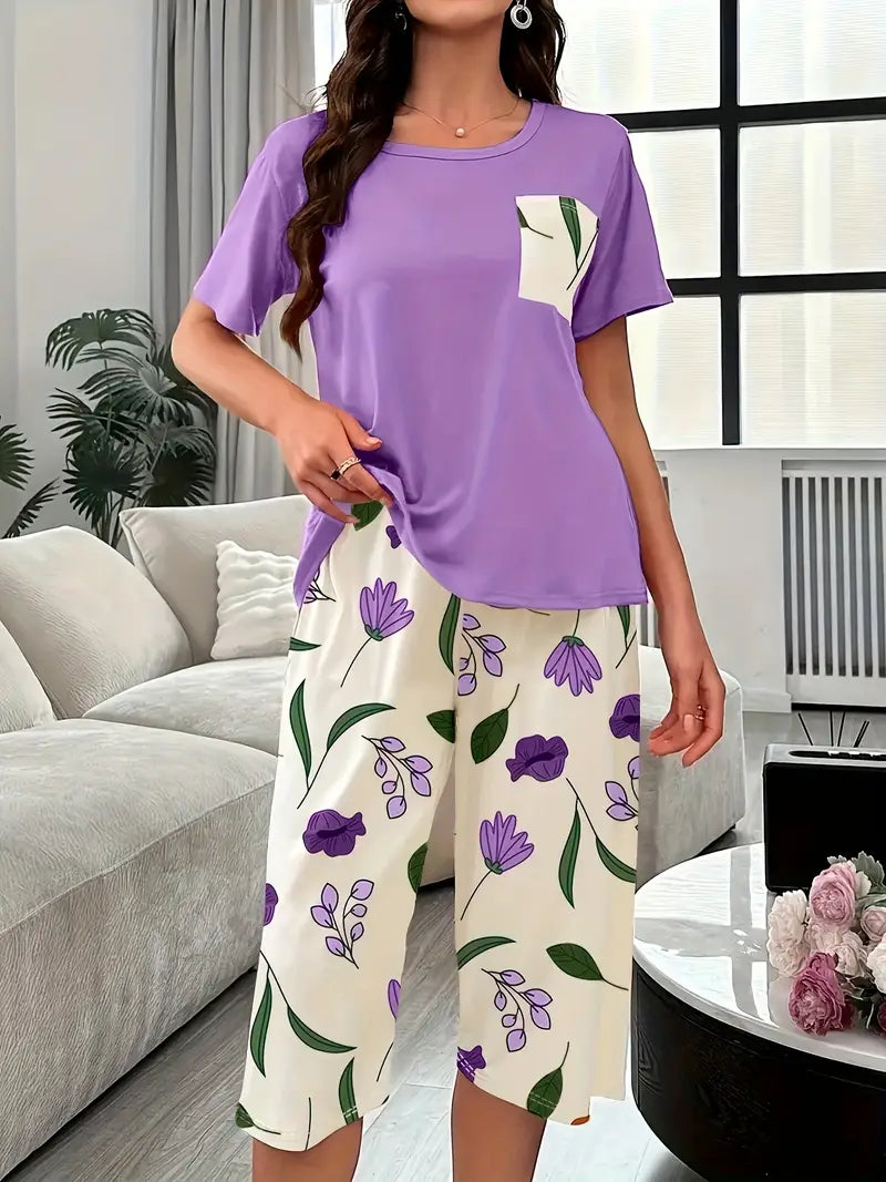 Kinsley – Bequemer Loungekleidung Satz Mit Blumen Ausdrucken