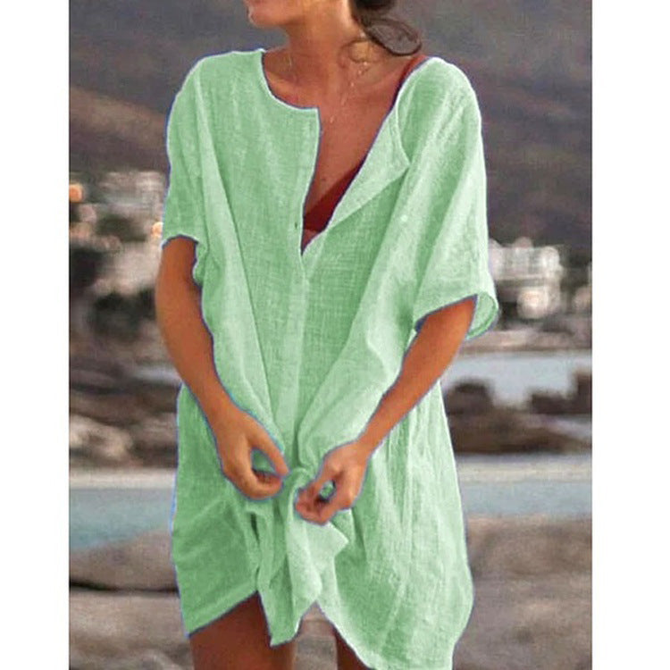 Damen Strand Tunika Lockerer Sommer Kaftan Freizeit Überwurf