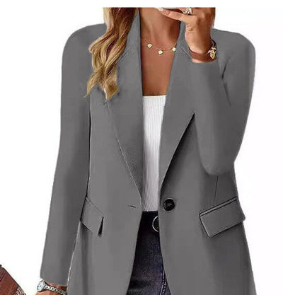 Damen Blazer Elegant Businessjacke – Klassischer Ein-Knopf Blazer für Büro & Alltag