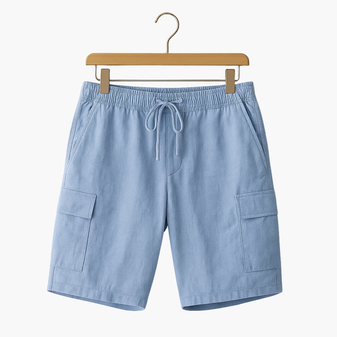Herren Leinen Sommer Shorts mit Cargo- und Seitentaschen