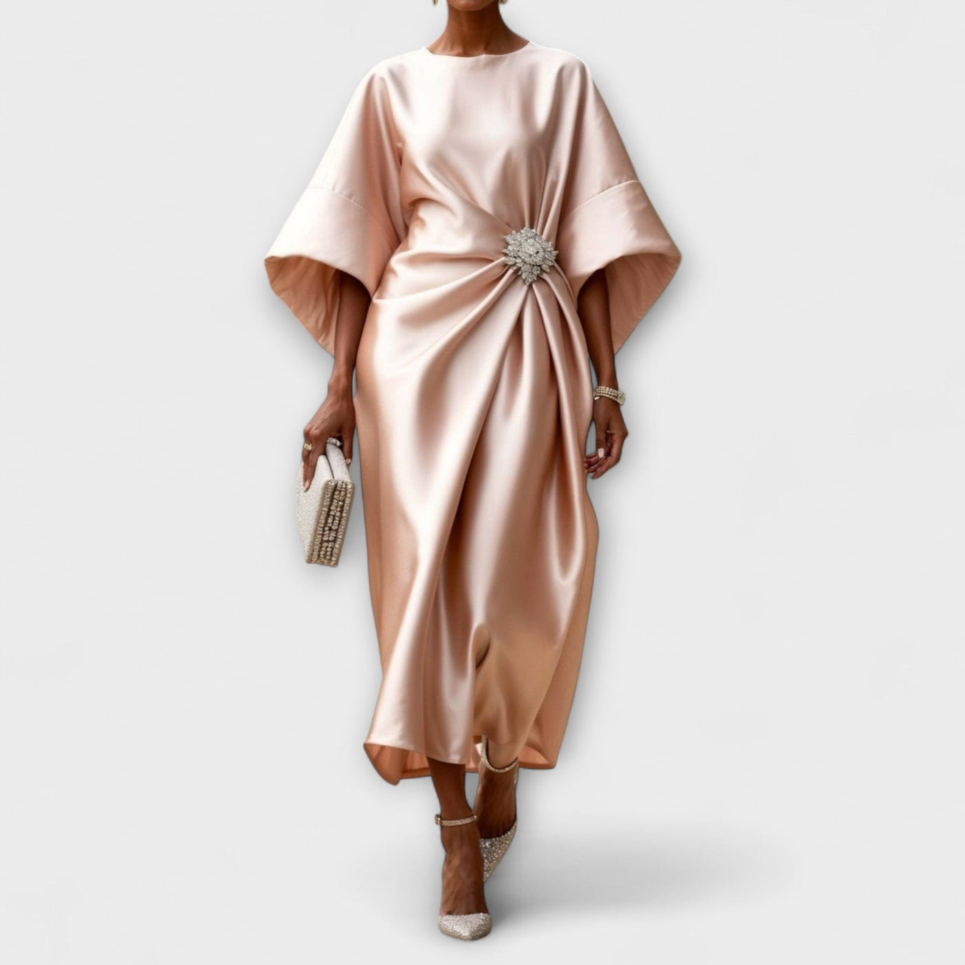 Elegant Shimmer Satin Maxi Dress