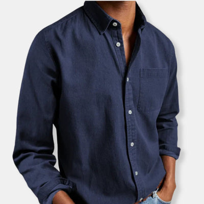 Herren Knopf Daunen Lässig Hemd | Langarm