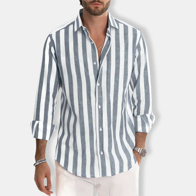 Herren Gestreiftes Langarm Hemd | Lässig