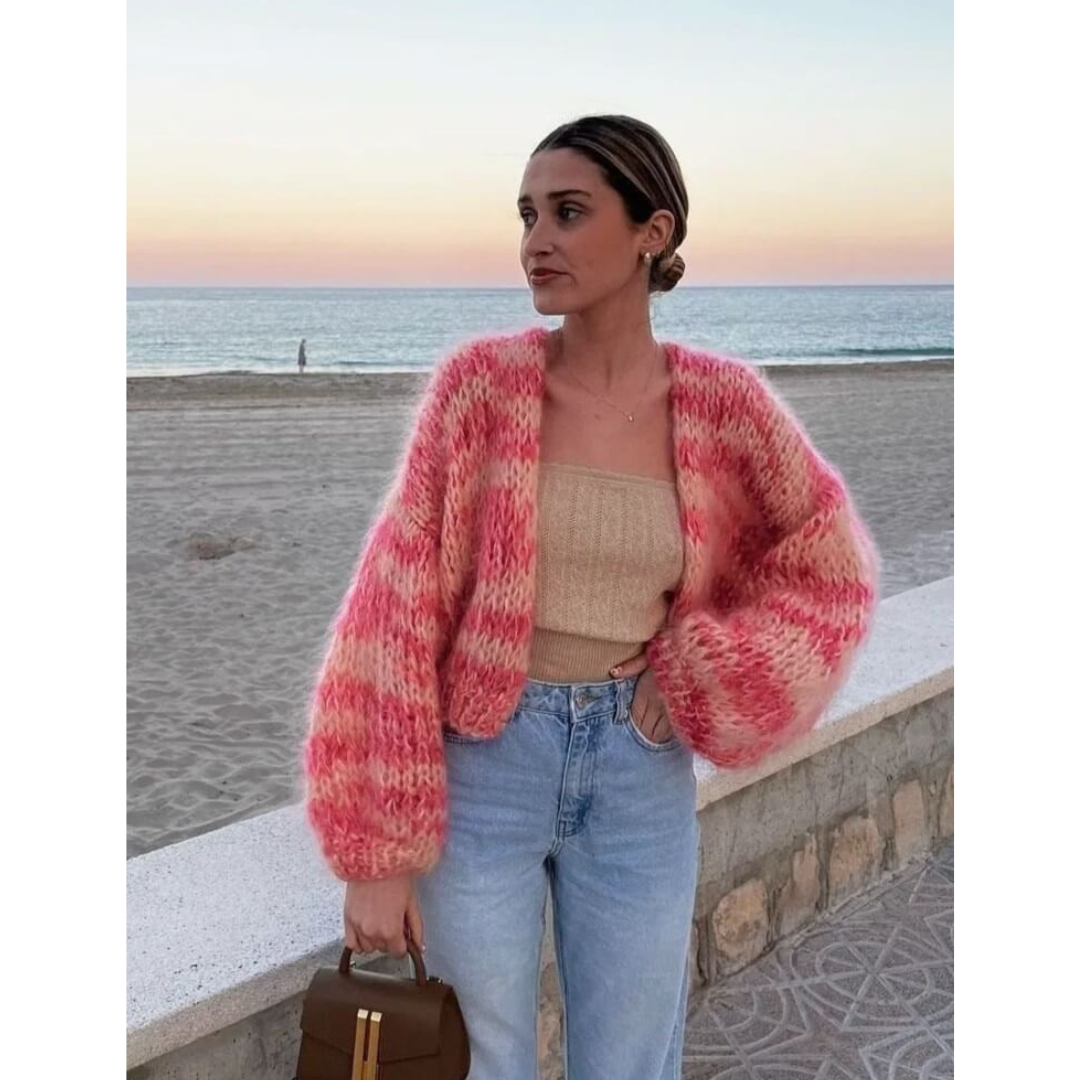 Zarela Bunt Gestrickte Strickjacke