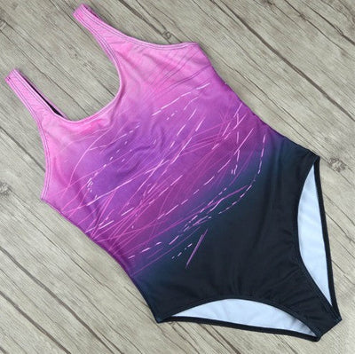Damen Badeanzug Einteiler mit Farbverlauf und modischem Rückendetail – Perfekt für Strand & Pool