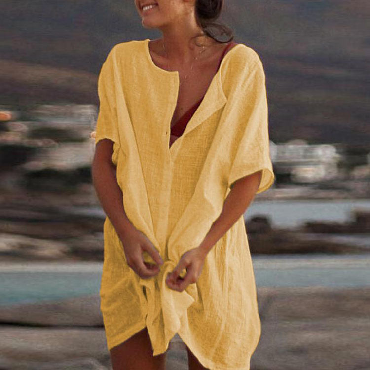 Damen Strand Tunika Lockerer Sommer Kaftan Freizeit Überwurf