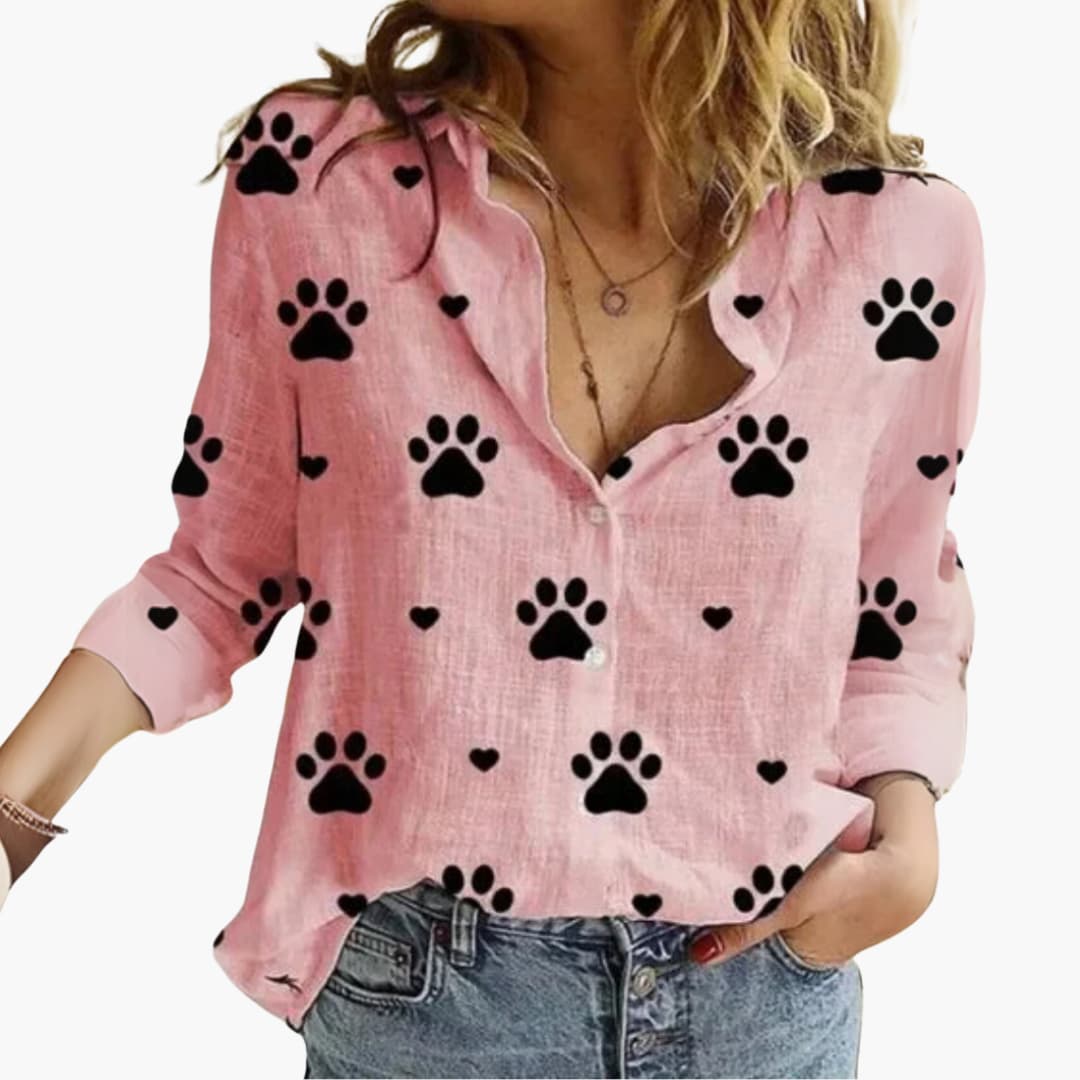 Langarm Damen-Bluse - Vintage Stil mit großen Punkten