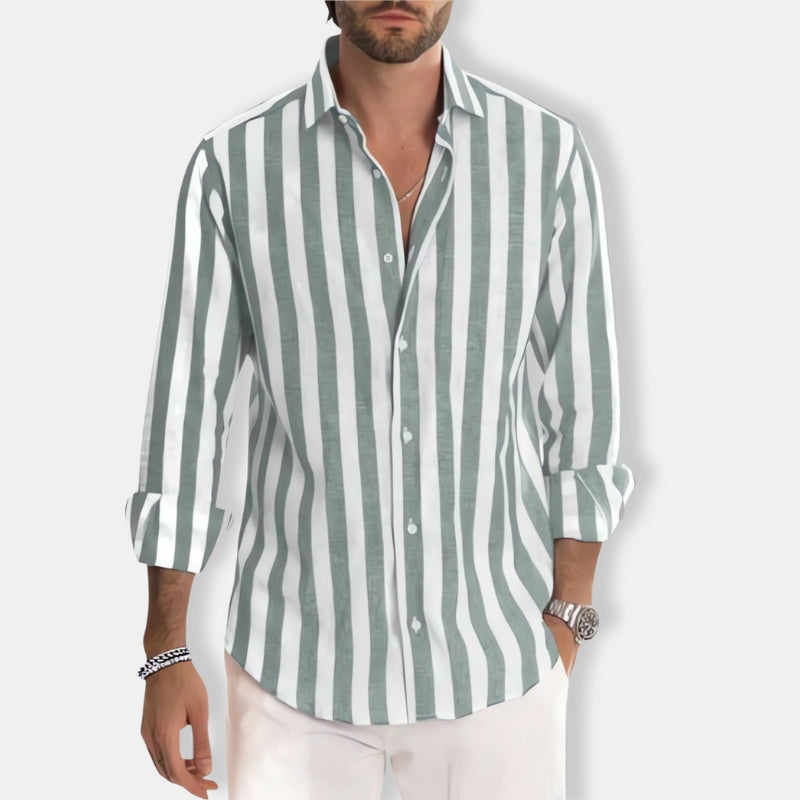 Herren Gestreiftes Langarm Hemd | Lässig