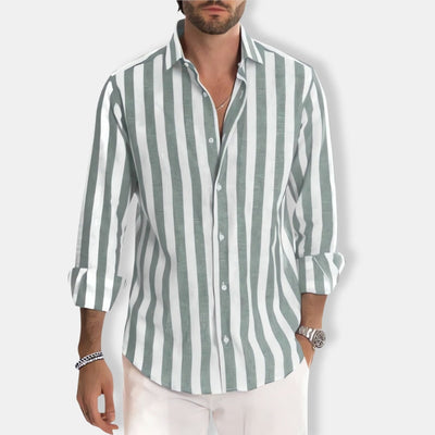 Herren Gestreiftes Langarm Hemd | Lässig