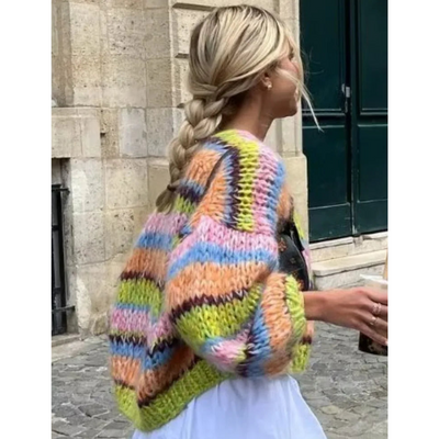 Zarela Bunt Gestrickte Strickjacke