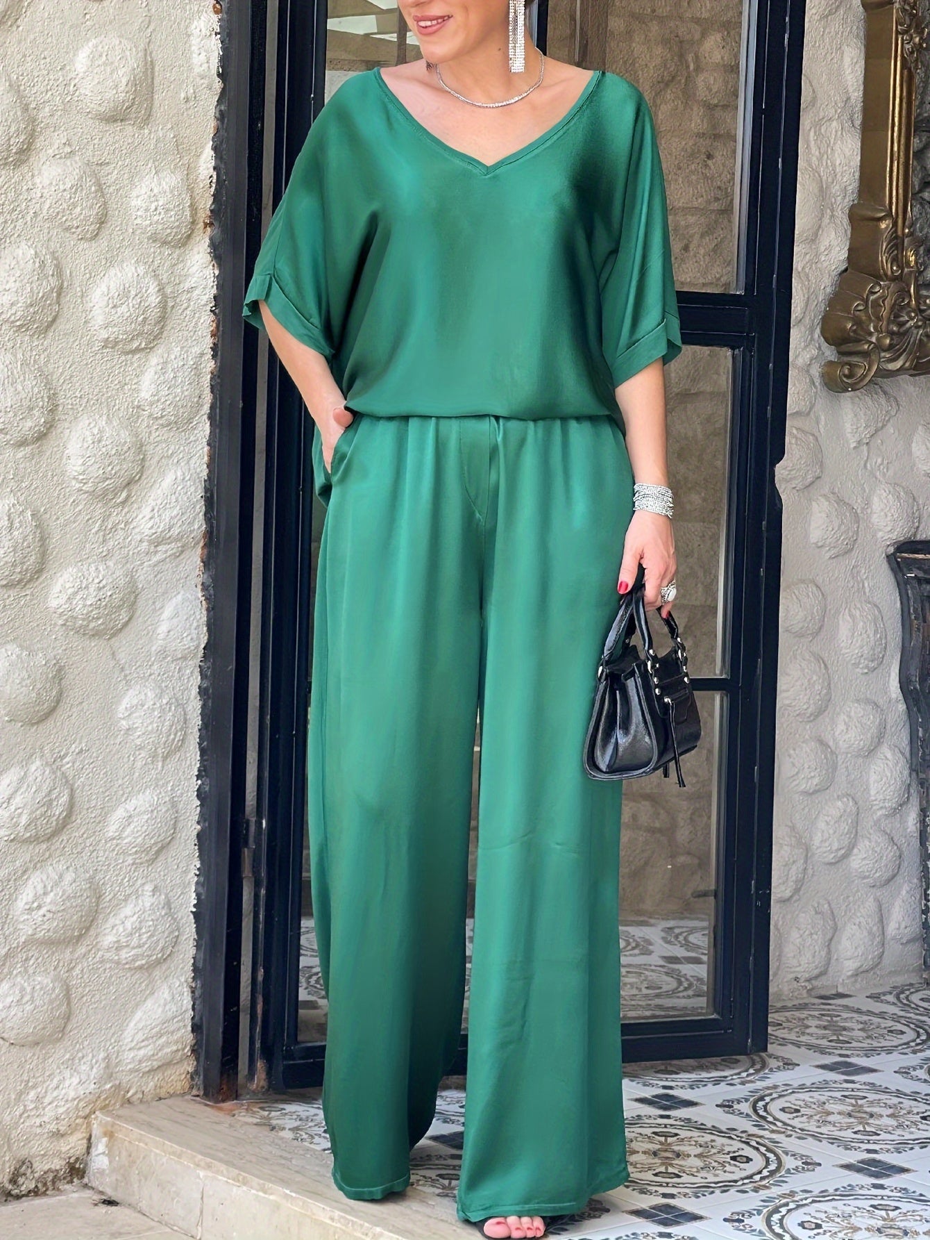 Ashlee - Elegantes Zweiteiliges Satz Mit Kurzen Ärmeln