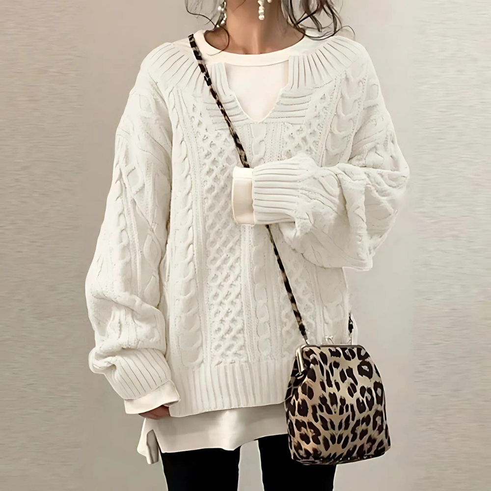 ALENA - Eleganter Pullover mit offenem Kragen