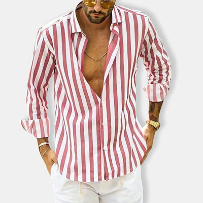 Herren Gestreiftes Langarm Hemd | Lässig