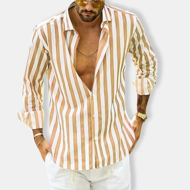 Herren Gestreiftes Langarm Hemd | Lässig