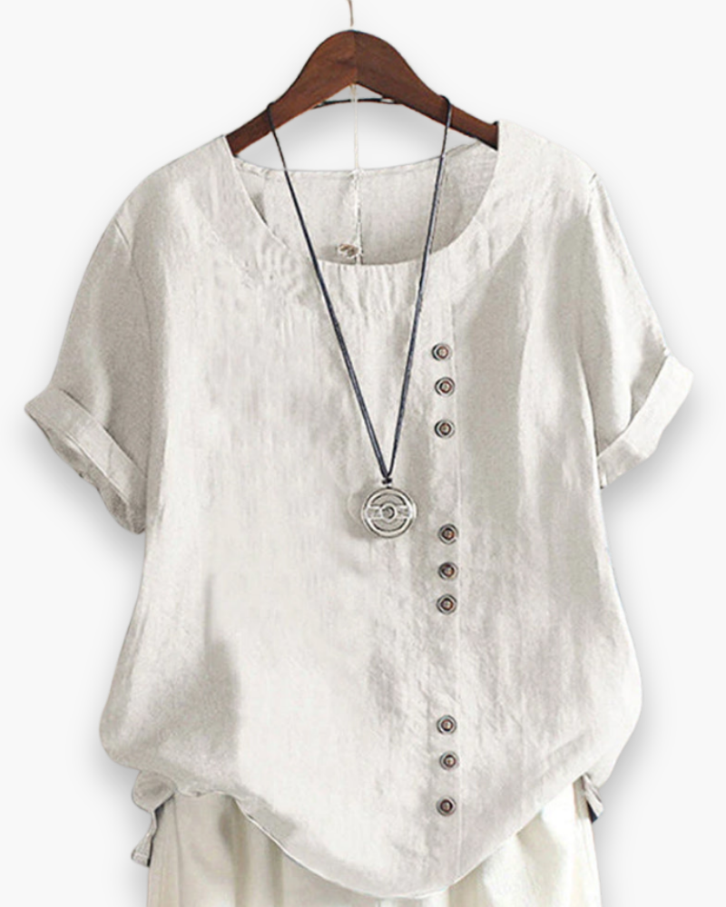 Damen Elegante Kurzarm-Bluse | Unifarben