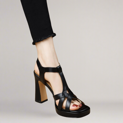 Anna® | Handgefertigte Sandale aus Kunstleder mit hohem Absatz