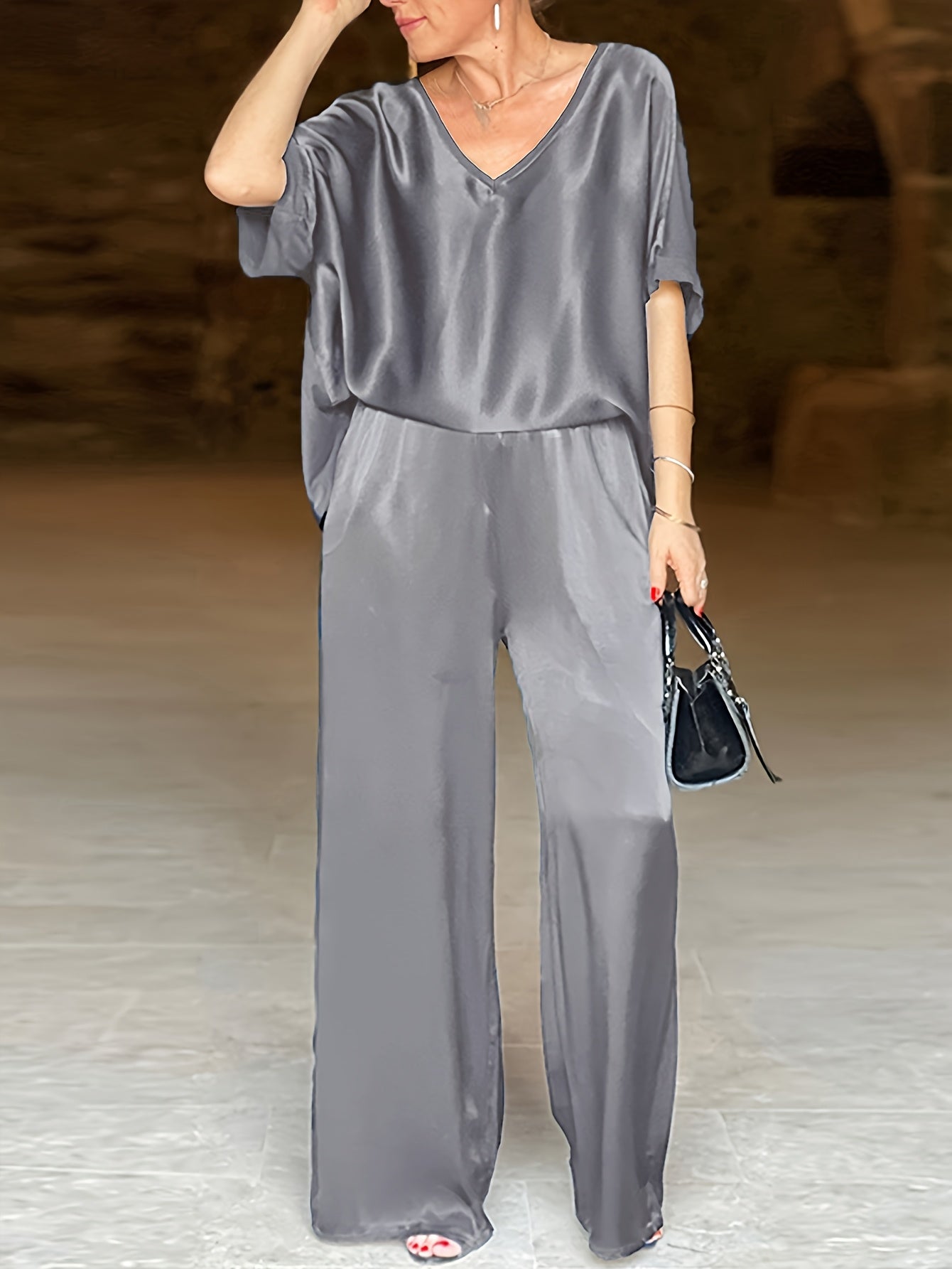 Ashlee - Elegantes Zweiteiliges Satz Mit Kurzen Ärmeln