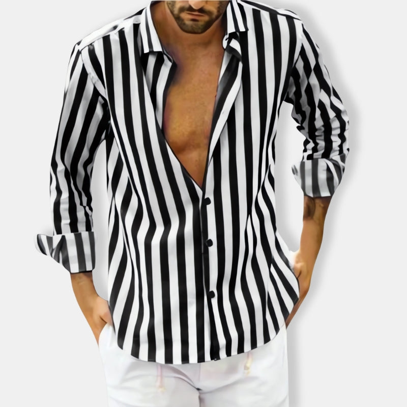 Herren Gestreiftes Langarm Hemd | Lässig