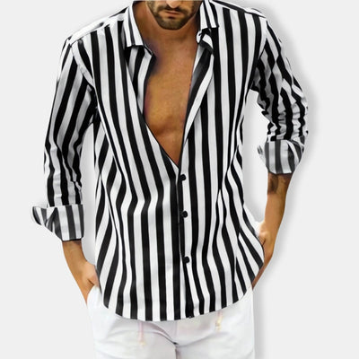 Herren Gestreiftes Langarm Hemd | Lässig