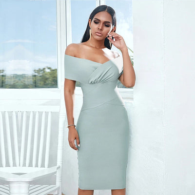 Denise – Off-Shoulder Midi-Kleid für Frauen mit Bandage-Design