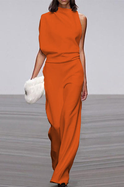 Heidi-Mode | Lässiger Solider Patchwork Halb A-Turtleneck Bootcut Jumpsuits