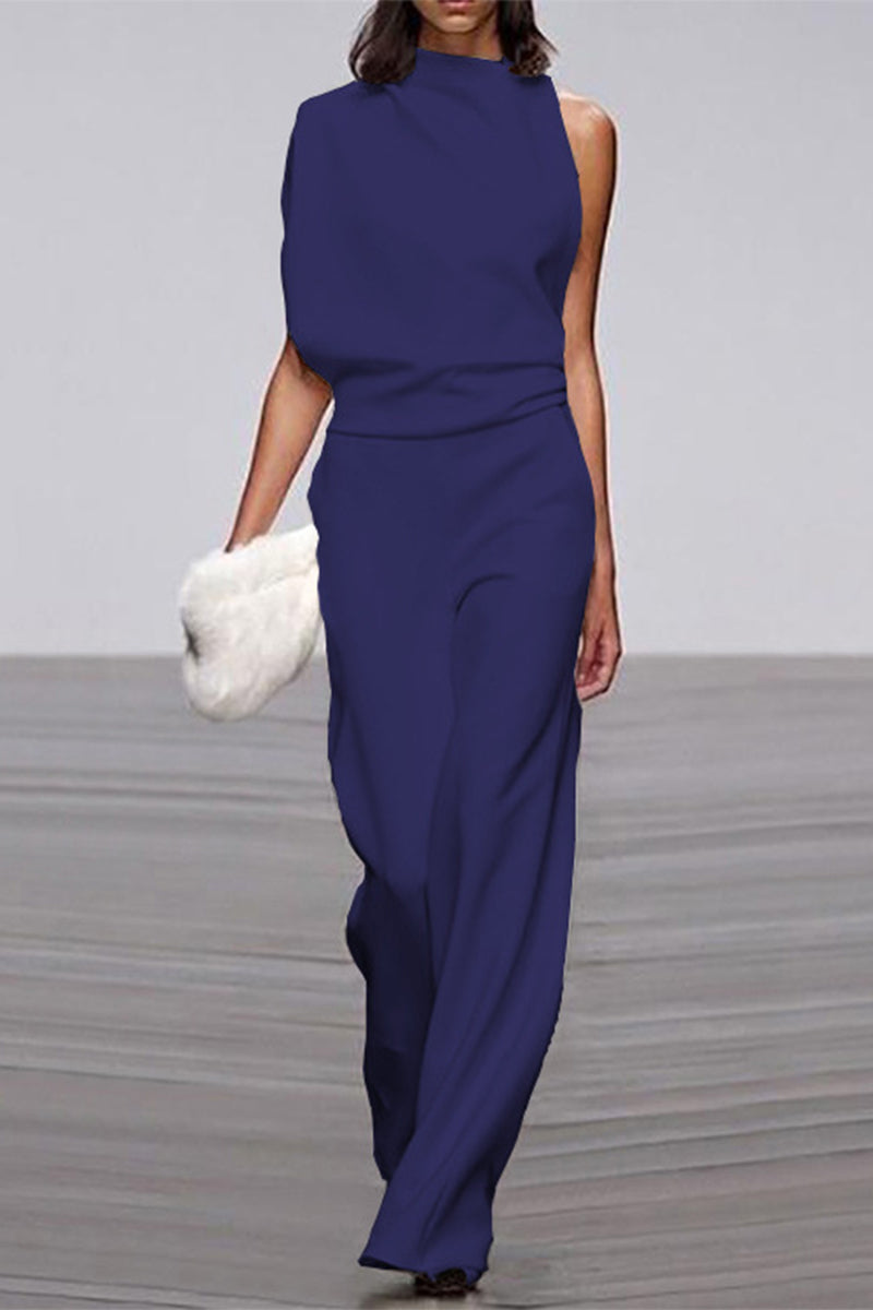 Heidi-Mode | Lässiger Solider Patchwork Halb A-Turtleneck Bootcut Jumpsuits