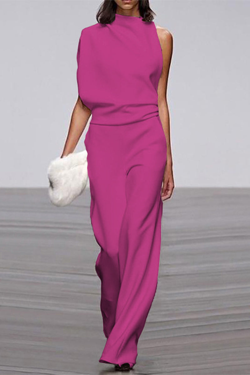 Heidi-Mode | Lässiger Solider Patchwork Halb A-Turtleneck Bootcut Jumpsuits