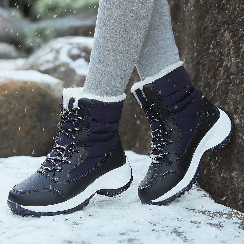 Winterschuhe Damen Stiefel | Mit Schnürung und Runder Kappe