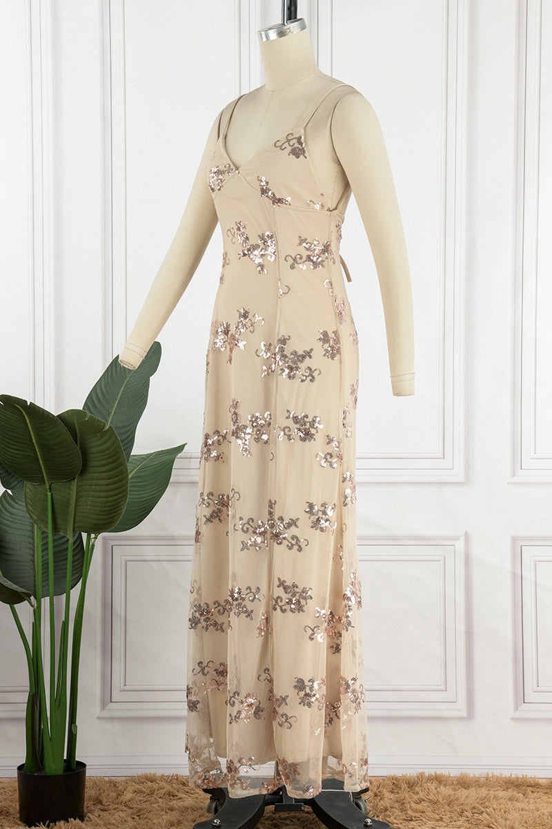 Heidi-Mode | Prominente Elegante Schlichte Pailletten Frenulum V-Ausschnitt Abendkleid Kleider- 4 Farben