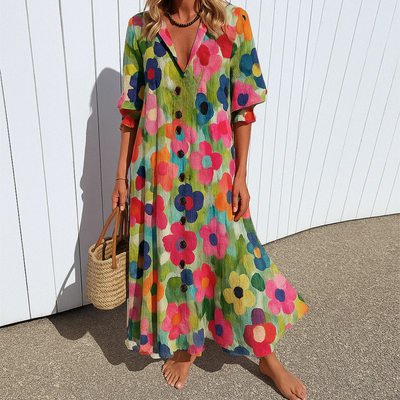 MIRAVO | Boho Maxikleid – Elegant & Figurschmeichelnd