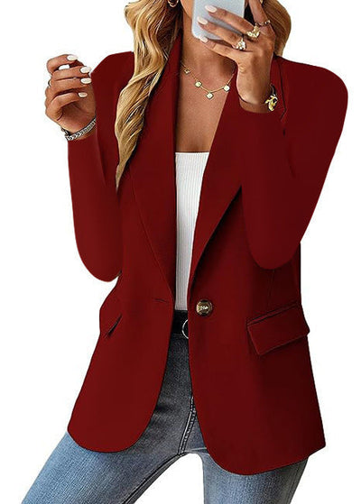 Damen Blazer Elegant Businessjacke – Klassischer Ein-Knopf Blazer für Büro & Alltag