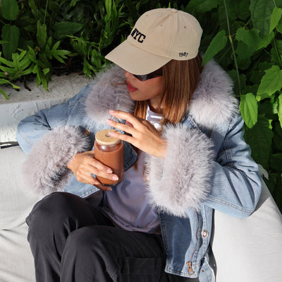 Finja | Kunstpelzkragen Denim Jacke