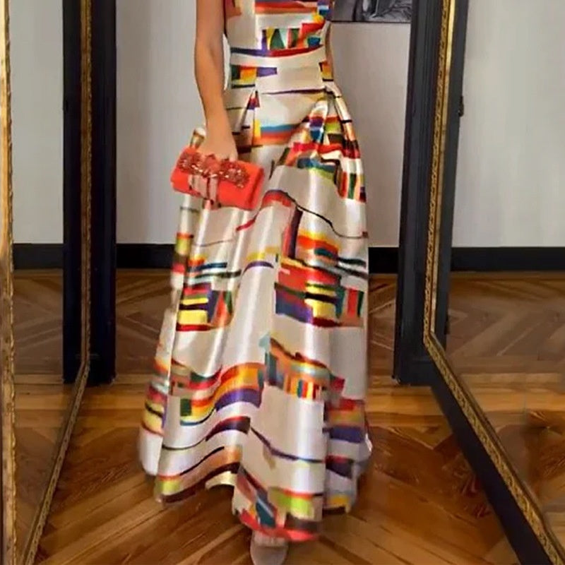 Dawn – Figurbetontes ärmelloses Kleid mit geometrischem Muster