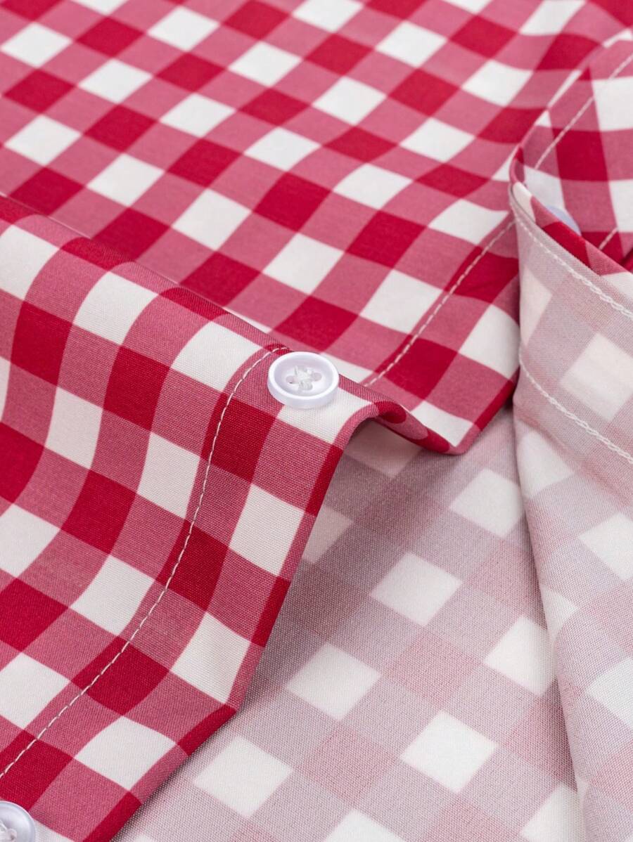 Oktoberfest Karohemd Herren – Kurzarm Trachtenhemd in Rot-Weiß