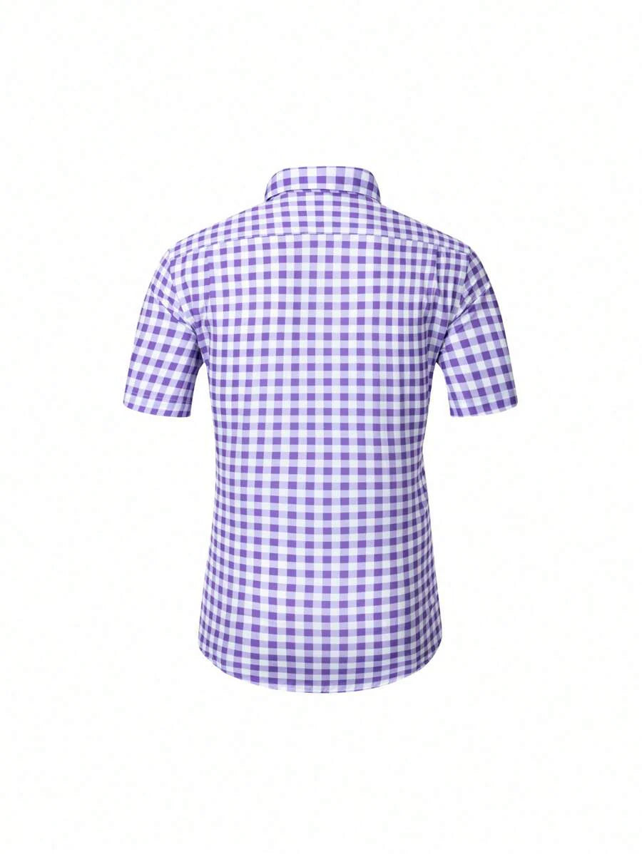 Oktoberfest Karohemd Herren – Kurzarm Trachtenhemd in Rot-Weiß