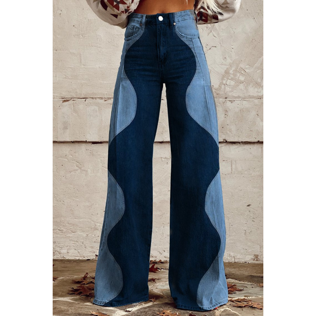 Trixie Weite Jeans mit Wellenmuster