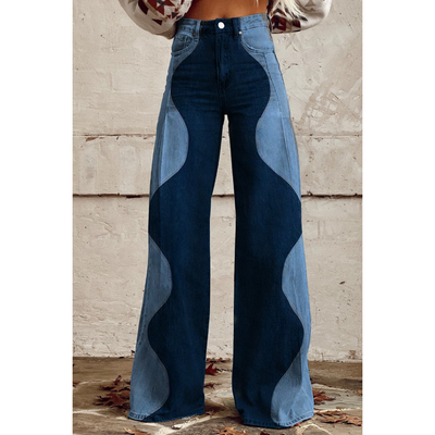 Trixie Weite Jeans mit Wellenmuster