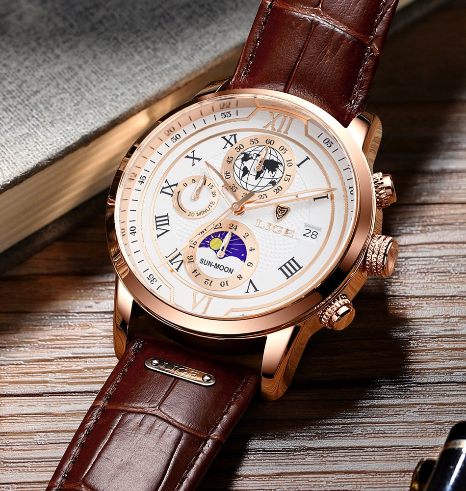 Chronographuhr mit hochwertigem Lederarmband
