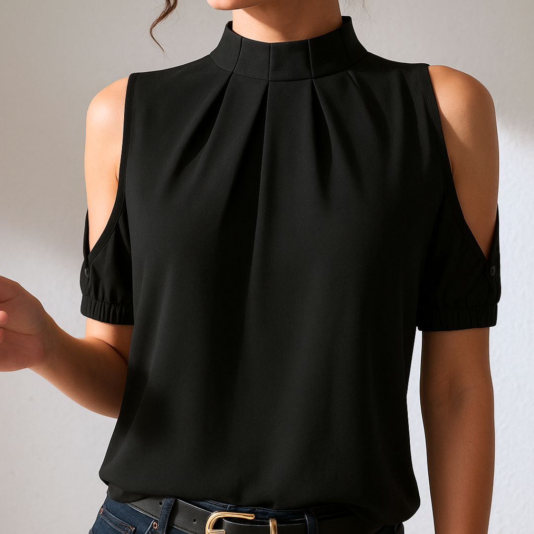 MIRAVO | Schwarze Bluse mit Faltendetails