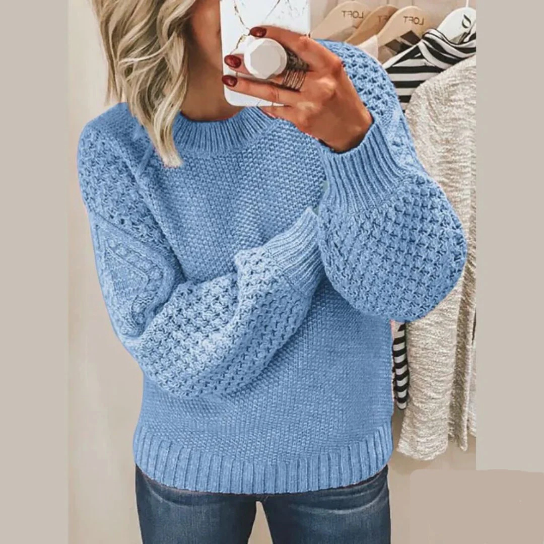 Leonie – Strickpullover für Damen in Lila mit Strukturmuster