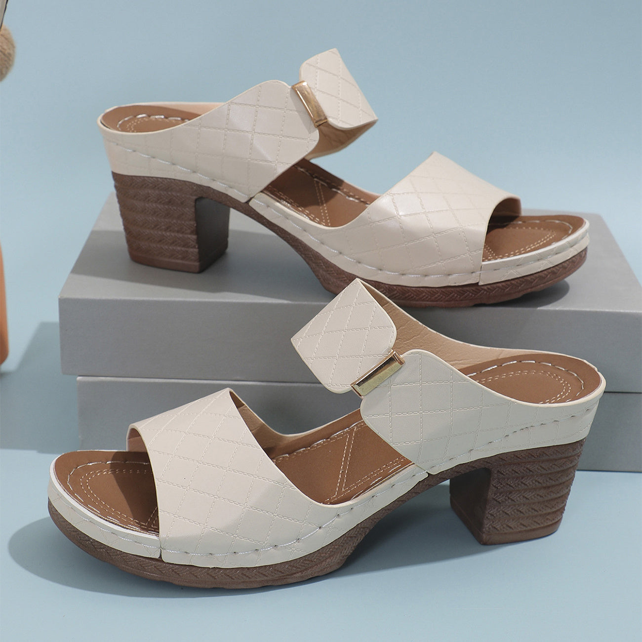 Chelsea – Hochhackige Hausschuhe Damen Mode Runde Zehen Sandalen Sommer