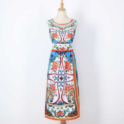 Sarah – Ärmelloses Midi-Retro-Druckkleid