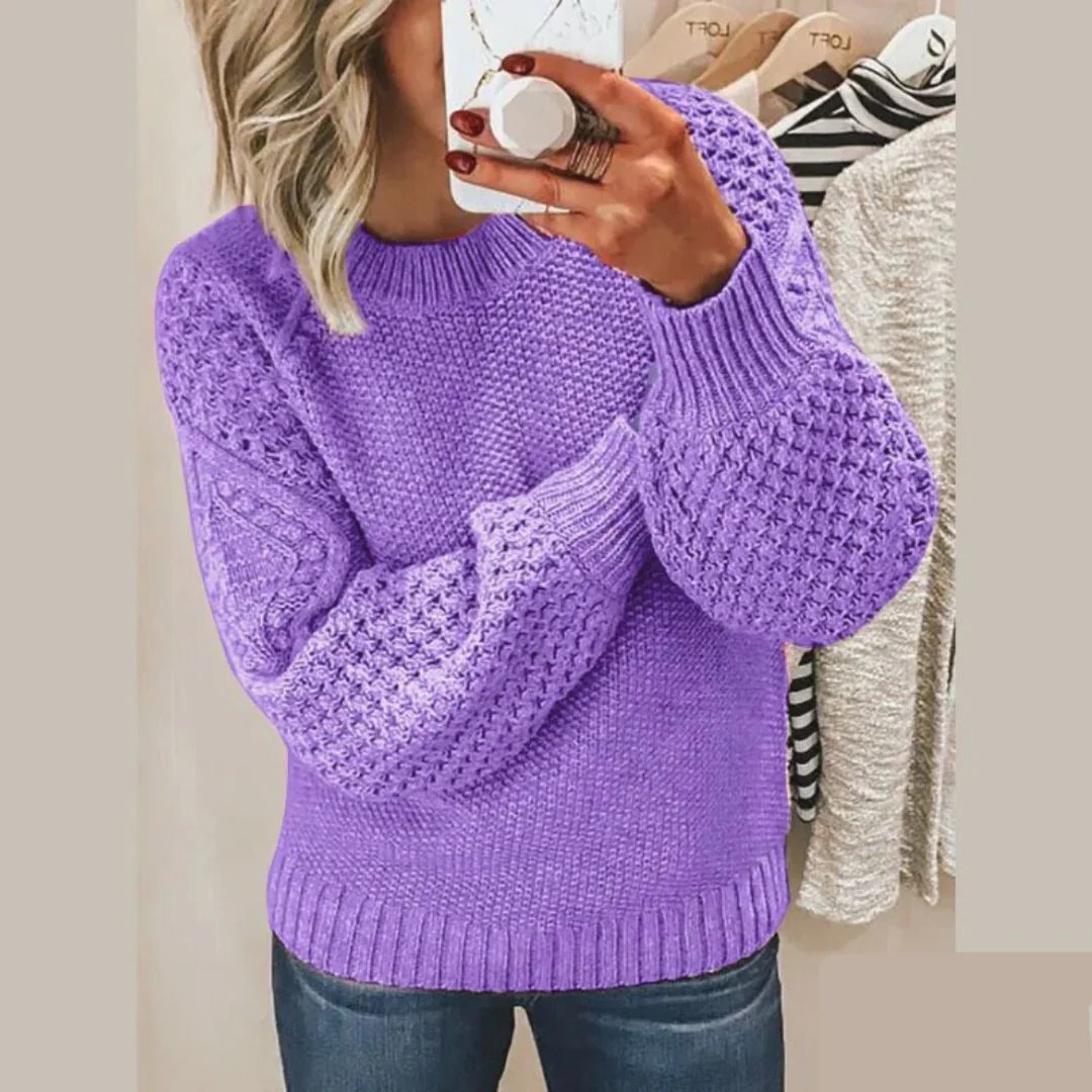 Leonie – Strickpullover für Damen in Lila mit Strukturmuster