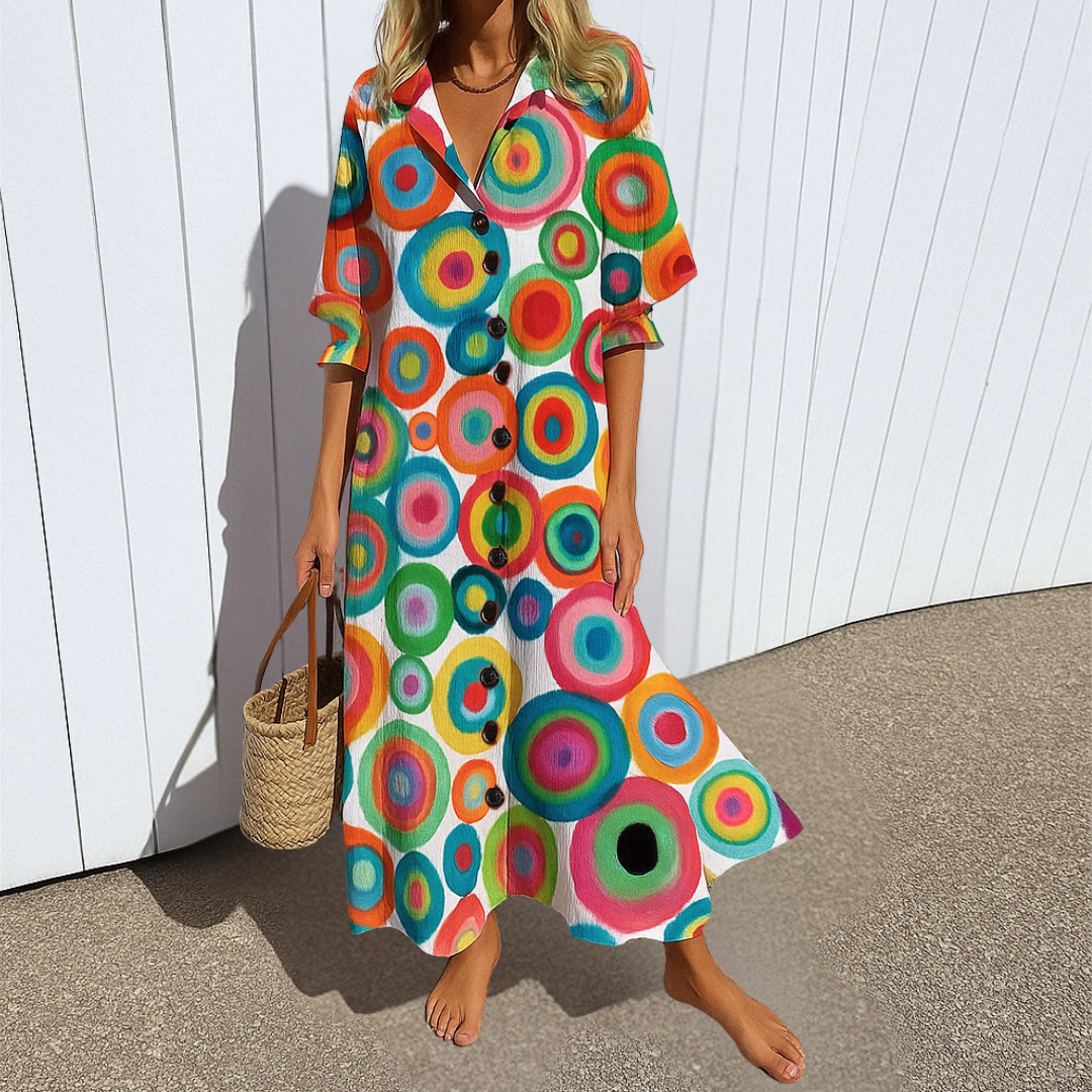 MIRAVO | Boho Maxikleid – Elegant & Figurschmeichelnd