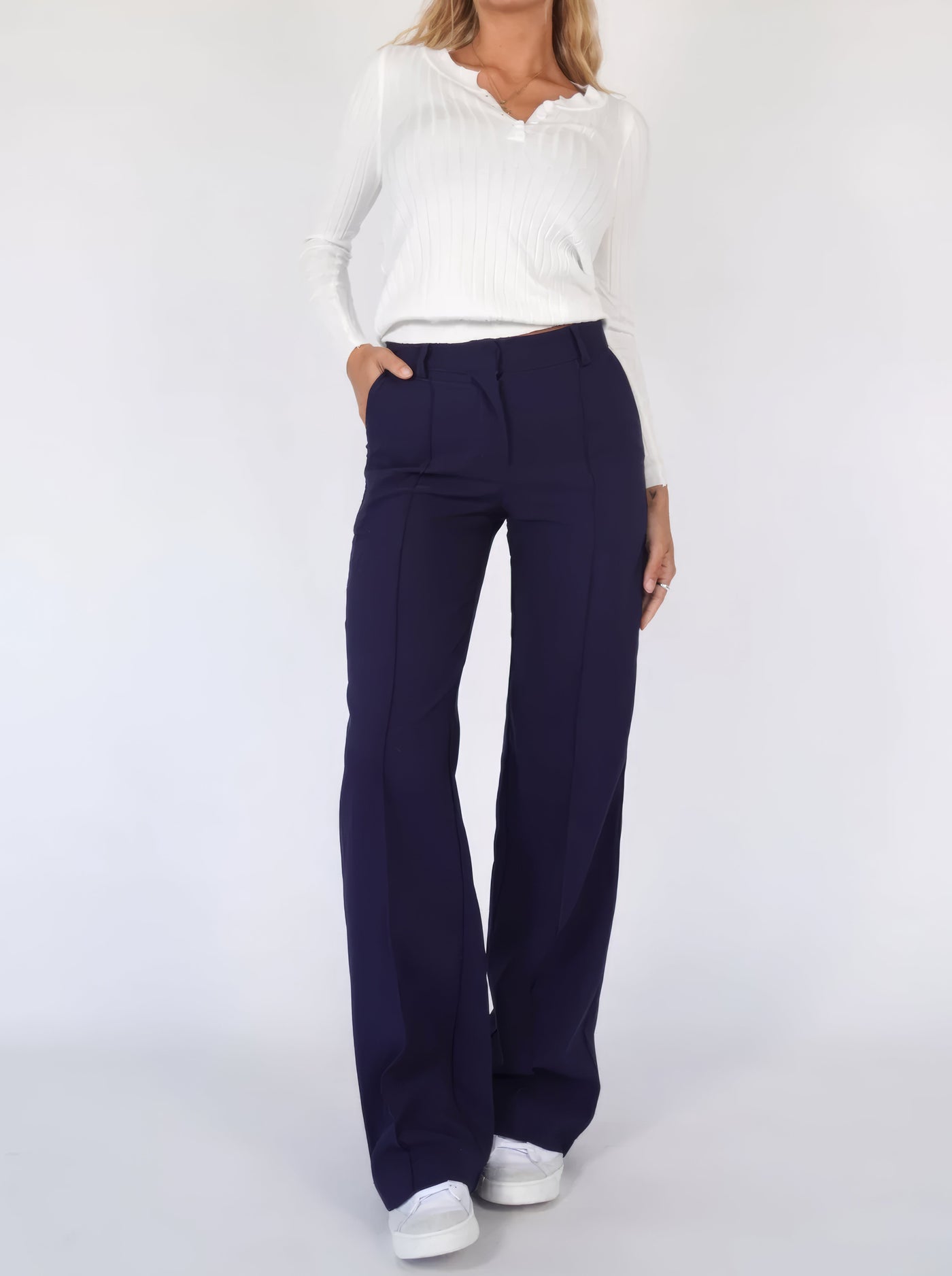 Damen High-Waist Hose mit geradem Bein – Eleganter Business Look