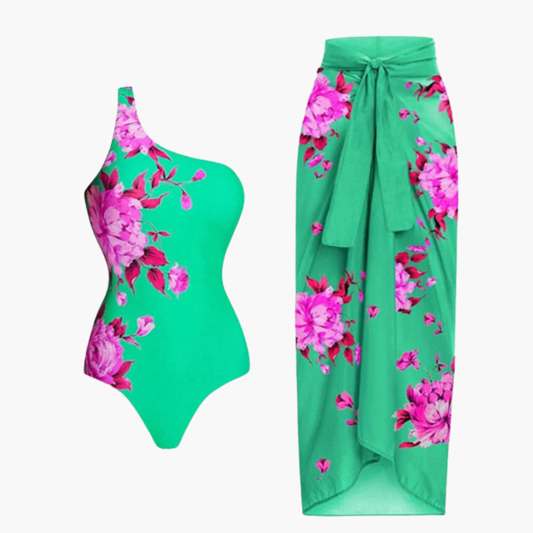 Badeanzug mit Überwurf - Damen Einteiler mit Strandrock