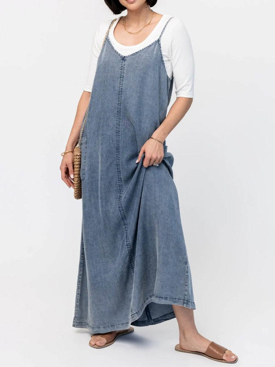 Éricaa - Maxikleid Aus Denim In Lockerer Passform